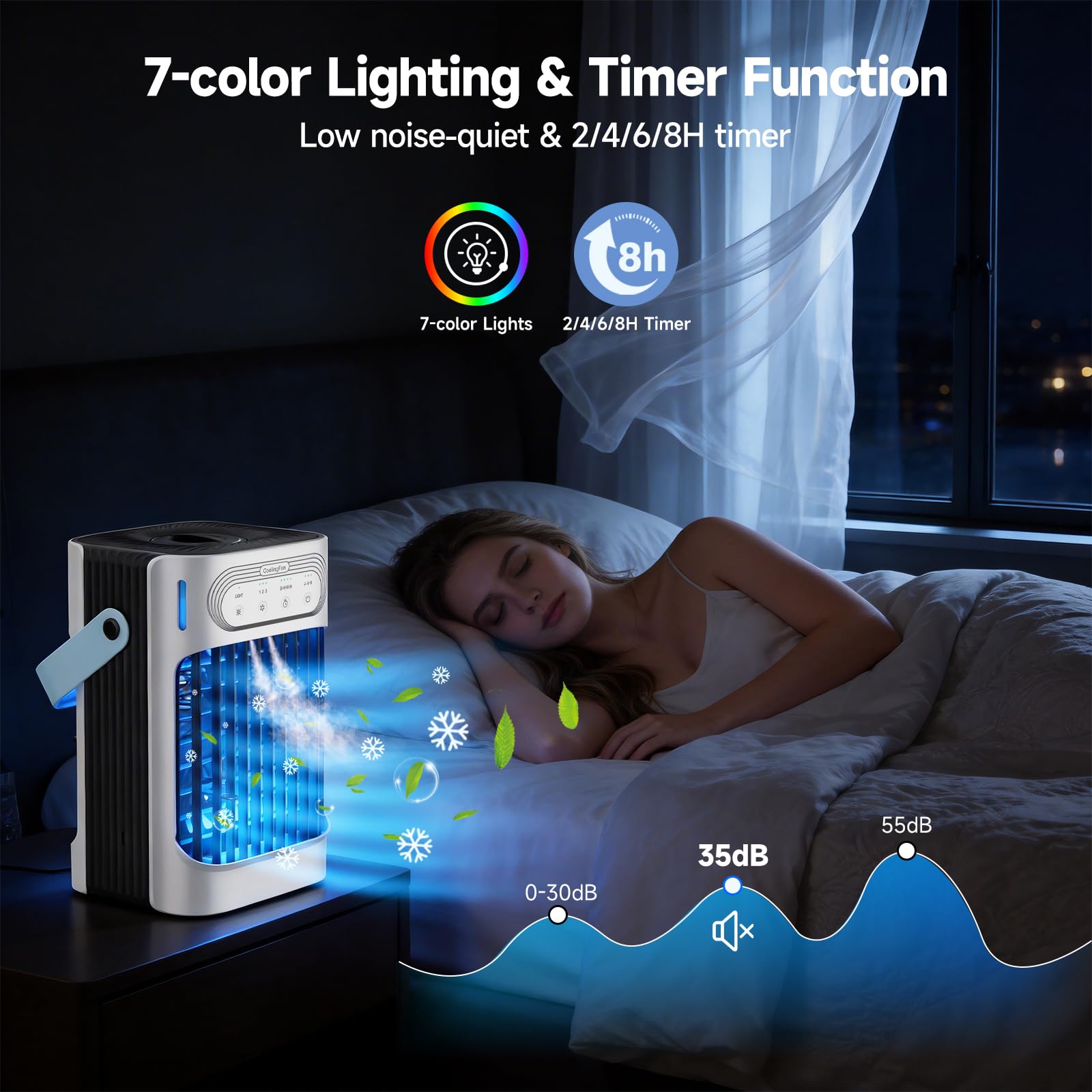 Portable Air Conditioners, 1s fast cooling 16” Standing Fans that Portable AC，120° Oscillating 650ml Water Tank, 5Modes & 4Speeds Cooling Fans