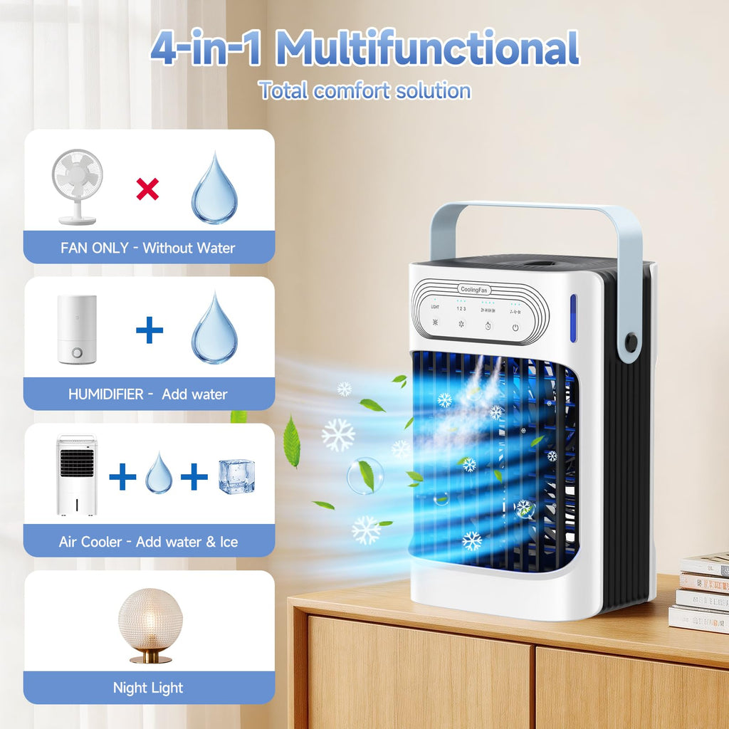 Portable Air Conditioners, 1s fast cooling 16” Standing Fans that Portable AC，120° Oscillating 650ml Water Tank, 5Modes & 4Speeds Cooling Fans