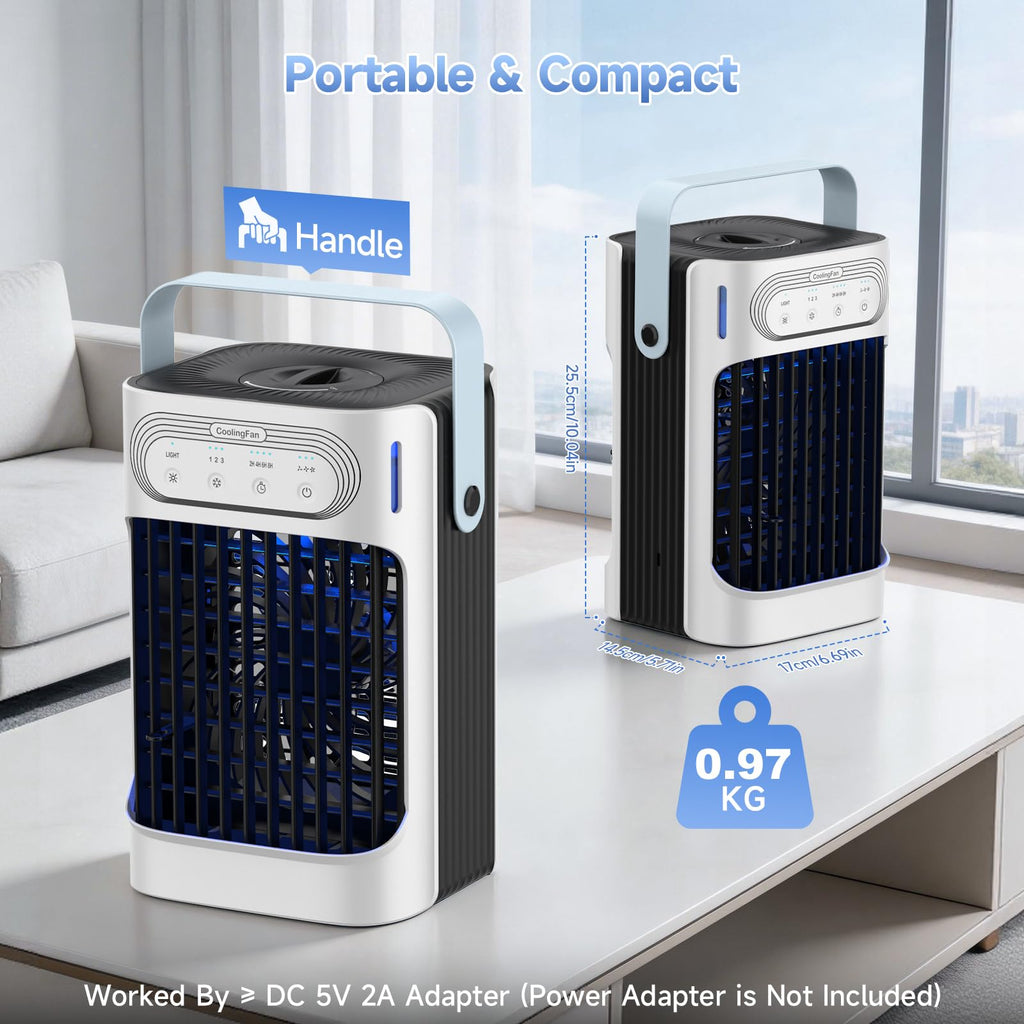 Portable Air Conditioners, 1s fast cooling 16” Standing Fans that Portable AC，120° Oscillating 650ml Water Tank, 5Modes & 4Speeds Cooling Fans