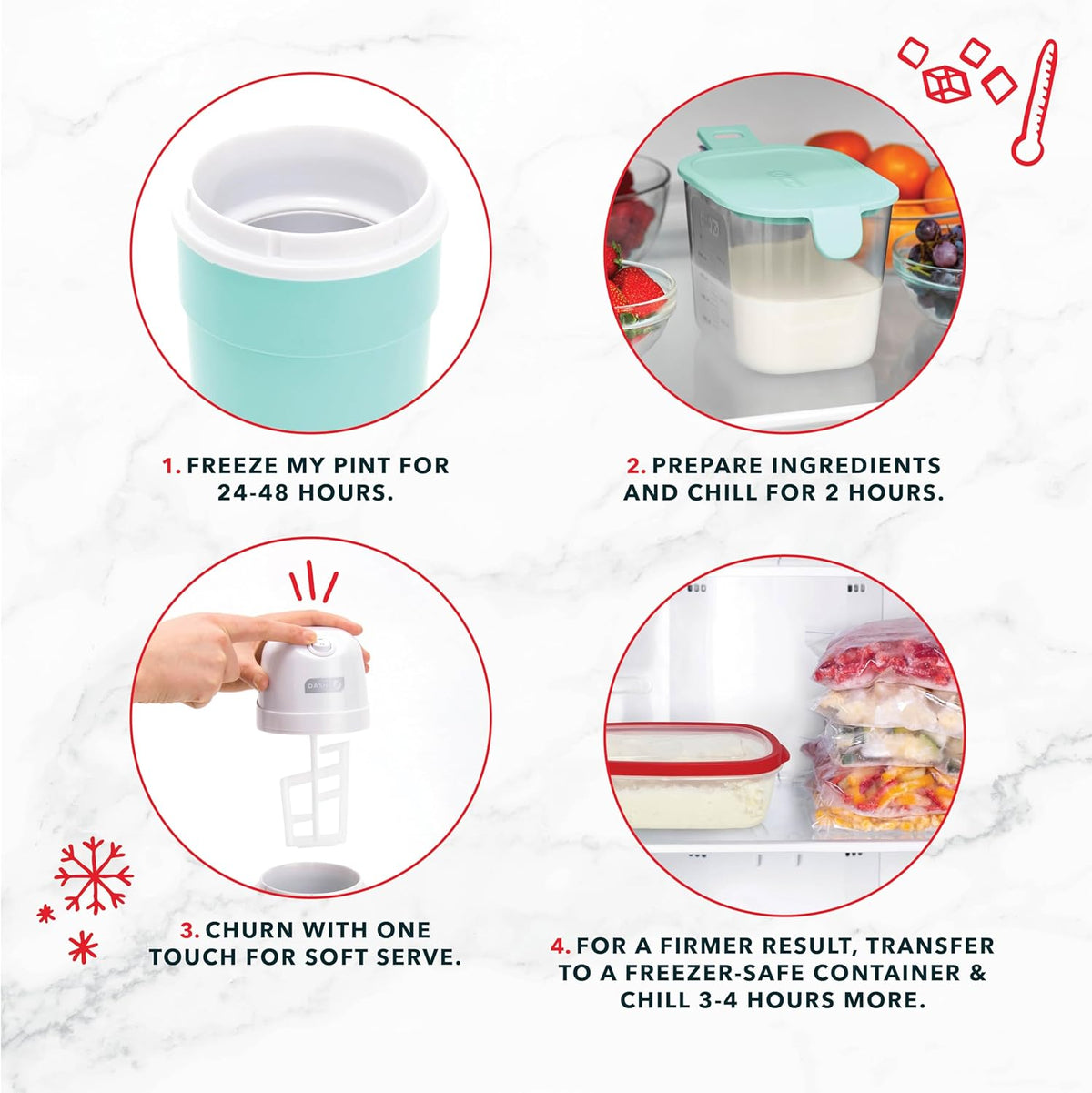 Dash My Pint Ice Cream Maker - Compact & Convenient Single-Serving Ice Cream Maker - Makes Gelato, Sorbet & Frozen Yogurt - 1.6 Cups, Aqua