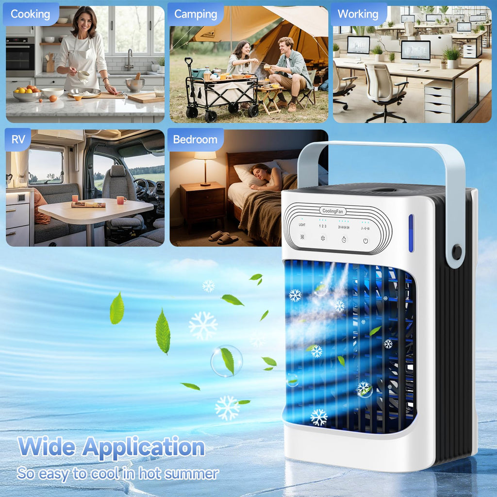 Portable Air Conditioners, 1s fast cooling 16” Standing Fans that Portable AC，120° Oscillating 650ml Water Tank, 5Modes & 4Speeds Cooling Fans
